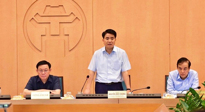 Ông Nguyễn Đức Chung phát biểu trong cuộc họp trực tuyến chiều nay. Ông Nguyễn Đức Chung phát biểu trong cuộc họp trực tuyến chiều nay.