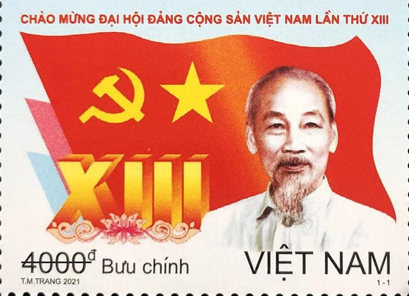 Hình ảnh bộ tem đặc biệt chào mừng Đại hội XIII của Đảng.