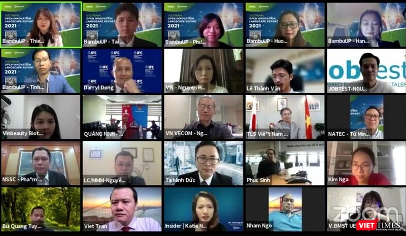 Lễ khởi động Dự án Phát hành Báo cáo “Toàn cảnh Đổi mới sáng tạo mở Việt Nam 2021” được tổ chức trực tuyến với khoảng 40 đầu cầu.