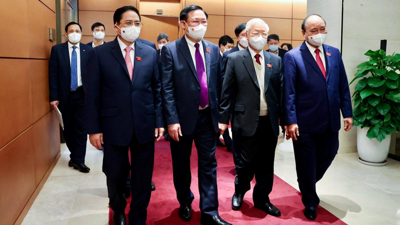 Lãnh đạo Đảng, Nhà nước, Chính phủ, Quốc hội dự khai mạc tại điểm cầu Hội trường Diên Hồng, Hà Nội.