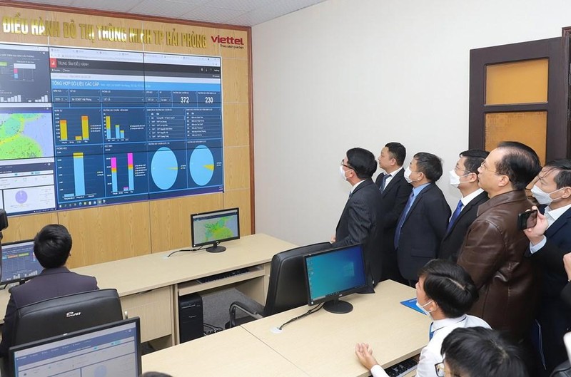 Trung tâm giám sát, điều hành đô thị thông minh Hải Phòng đặt tại trụ sở Sở Thông tin và Truyền thông TP. Ảnh: haiphong.gov.vn
