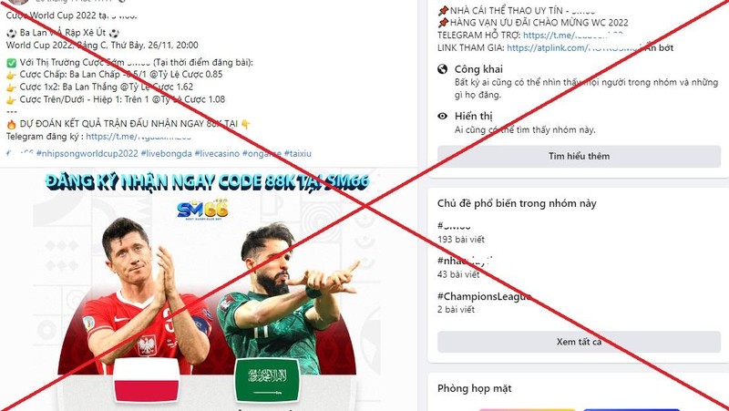 Facebook dung túng quảng cáo cá độ bóng đá mùa World Cup Facebook dung túng quảng cáo cá độ bóng đá mùa World Cup