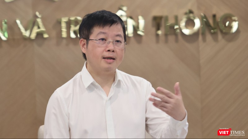 Thứ trưởng Nguyễn Thanh Lâm - người phát ngôn của Bộ Thông tin và Truyền thông tại họp báo thường kỳ tháng 6 của Bộ.