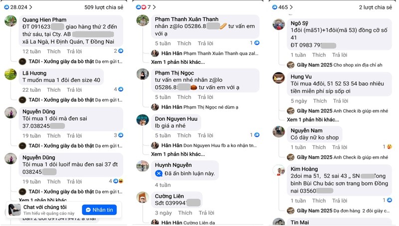 Nhiều người dùng đặt hàng qua kênh trực tuyến đã để công khai số điện thoại, địa chỉ chi tiết, nguy cơ trở thành "mồi ngon" cho kẻ lừa đảo.