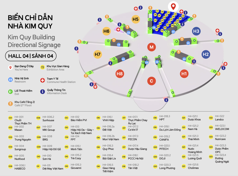Chỉ dẫn tại sảnh 4 Nhà Kim Quy.