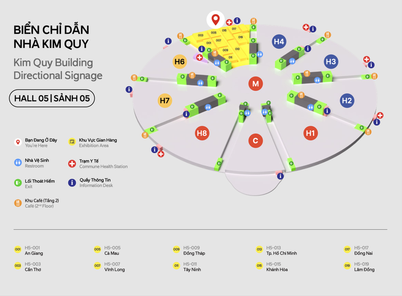 Chỉ dẫn tại sảnh 5 Nhà Kim Quy.