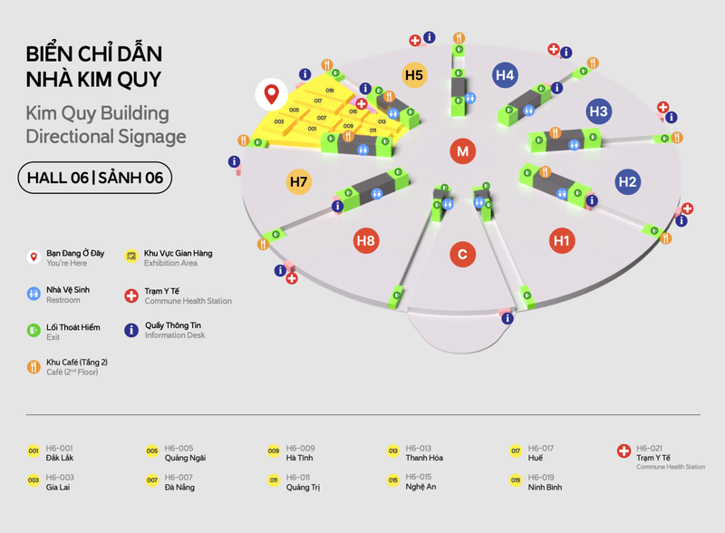 Chỉ dẫn tại sảnh 6 Nhà Kim Quy.