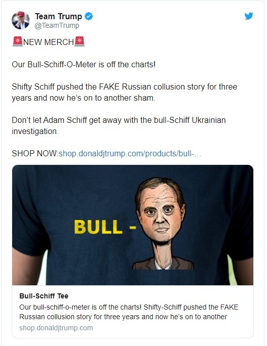 Đoạn tweet tiếp thị mẫu áo phông mà chiến dịch tranh cử của ông Trump đưa ra (Ảnh: Twitter)