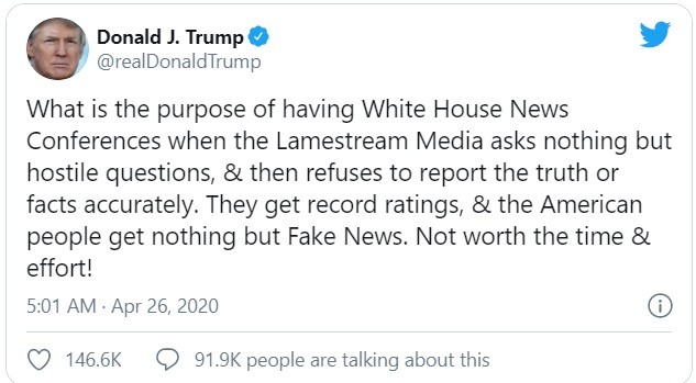 Đoạn tweet mà ông Trump đăng tải (Ảnh: Twitter)