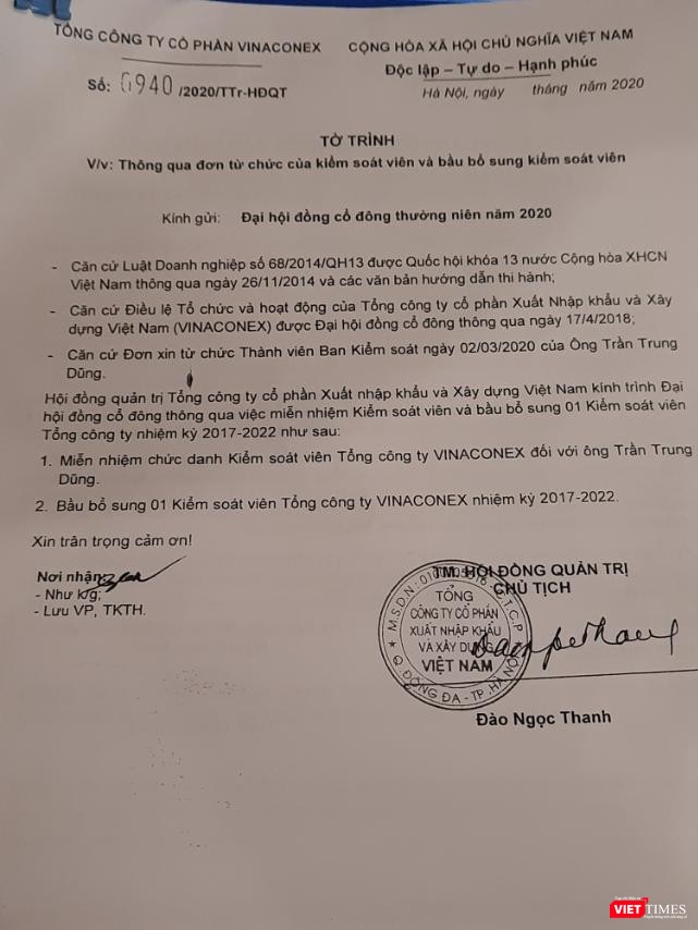 Tờ Trình miễn nhiệm ông Trần Trung Dũng không đề ngày tháng lập và cũng không dự kiến ứng viên thay thế Tờ Trình miễn nhiệm ông Trần Trung Dũng không đề ngày tháng lập và cũng không dự kiến ứng viên thay thế