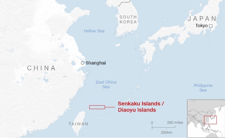 Vị trí quần đảo SenkakuĐiếu Ngư mà Nhật Bản và Trung Quốc đang tranh chấp (Ảnh: CNN)