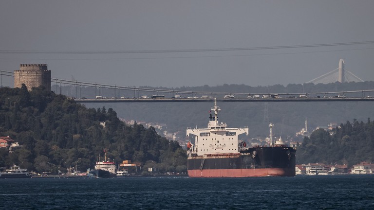 Các tàu xuất khẩu ngũ cốc của Ukraine đi qua Istanbul theo thỏa thuận Biển Đen năm 2022. Ảnh: Getty.