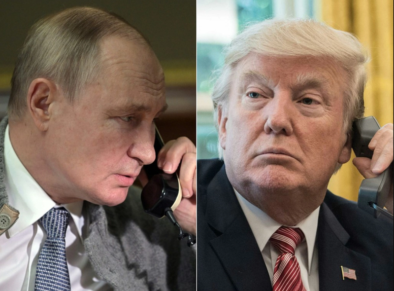 Tổng thống Nga Vladimir Putin và người đồng cấp Mỹ Donald Trump đã có cuộc điện đàm tối 19/5. Ảnh: AFP.