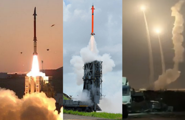 Hệ thống David's Sling và Barak 8 phóng tên lửa phòng không và cảnh Iran phóng tên lửa. Ảnh: MW.