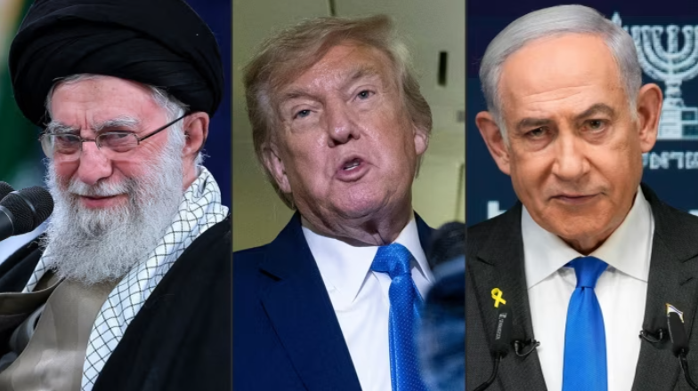 Lãnh tụ tối cao Iran Ayatollah Ali Khamenei, Tổng thống Mỹ Donald Trump và Thủ tướng Israel Benjamin Netanyahu. Ảnh: FT.
