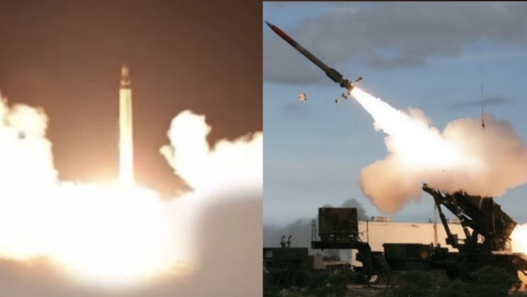 Tên lửa Iran phóng vào Al Udeid và hệ thống Patriot của Mỹ. Ảnh: MW.