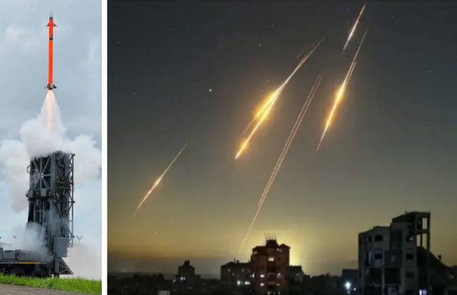 Hệ thống phòng không Barak 8 và đòn tấn công bằng tên lửa của Iran. Ảnh: MW.