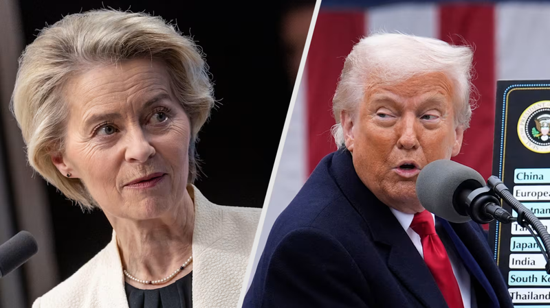 Chủ tịch Ủy ban châu Âu Ursula von der Leyen và Tổng thống Mỹ Donald Trump. Ảnh: EPA.