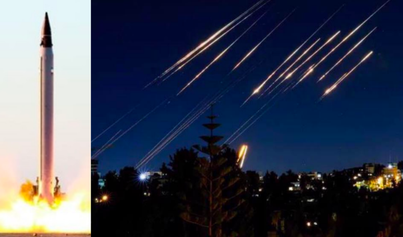Tên lửa đạn đạo của Iran bay qua Israel (bên phải) và vụ phóng tên lửa Emad. Ảnh: MW.