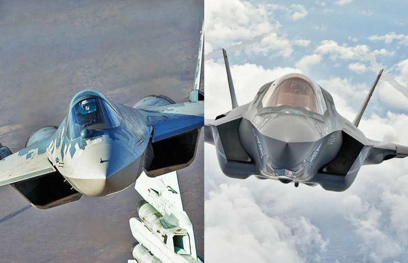 Su-57 của Nga (trái) và F-22 của Mỹ. Ảnh: Eurasian Times.