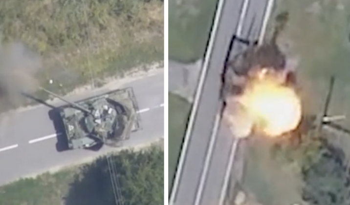 Xe tăng T-80 của Ukraine bị phá hủy ở Kursk. Ảnh: MW.