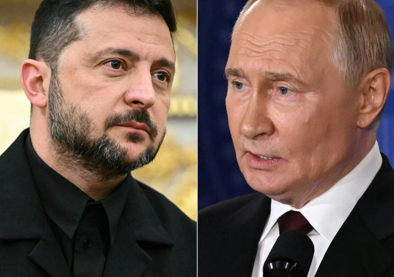 Tổng thống Ukraine Volodymyr Zelensky và Tổng thống Nga Vladimir Putin. Ảnh: Kyiv Post.