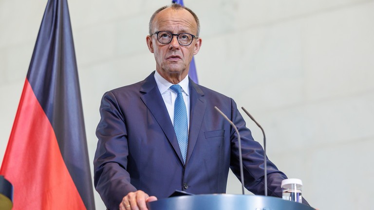Thủ tướng Đức Friedrich Merz tại một cuộc họp báo ở Berlin, Đức, ngày 26/8. Ảnh: Getty.