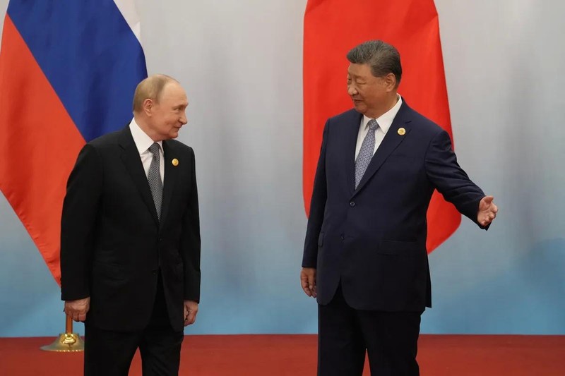 Chủ tịch Trung Quốc Tập Cận Bình và Tổng thống Nga Vladimir Putin tại Hội nghị thượng đỉnh SCO ở Thiên Tân ngày 1/9. Ảnh: AFP.