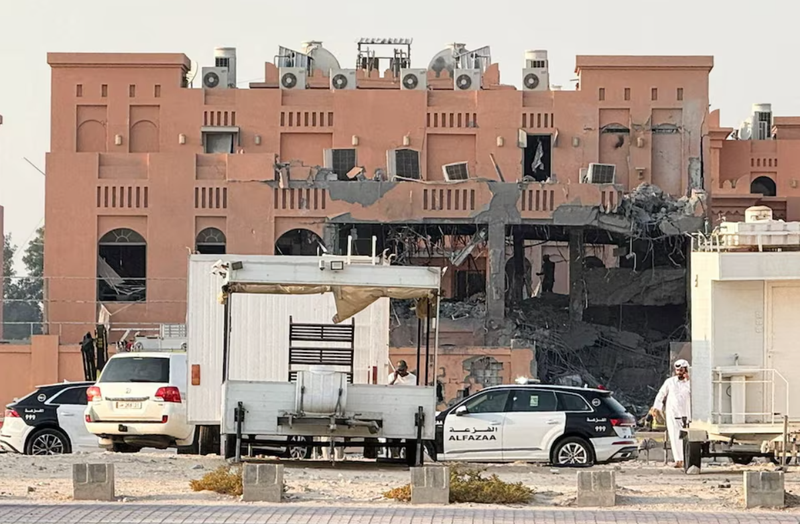 Một tòa nhà bị hư hại sau cuộc tấn công của Israel vào các nhà lãnh đạo Hamas tại Doha, Qatar, ngày 9/9. Ảnh: Reuters.
