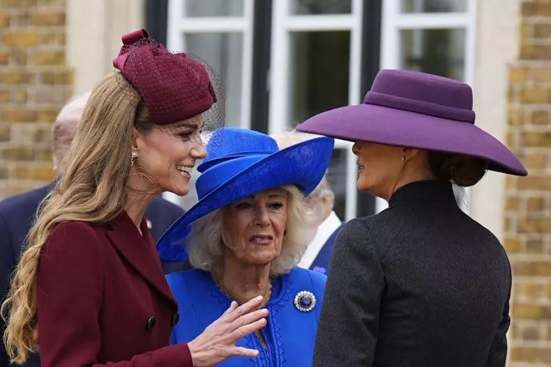 Công nương Kate, Nữ hoàng Camilla và Melania Trump đến thăm cấp nhà nước tại lâu đài Windsor vào ngày 17/9. Ảnh: Getty.