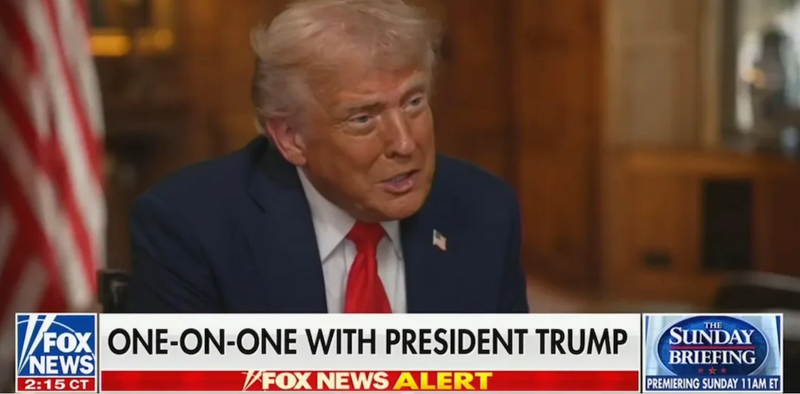Tổng thống Mỹ Donald Trump trong chương trình phỏng vấn của Fox News. Ảnh: Fox News.