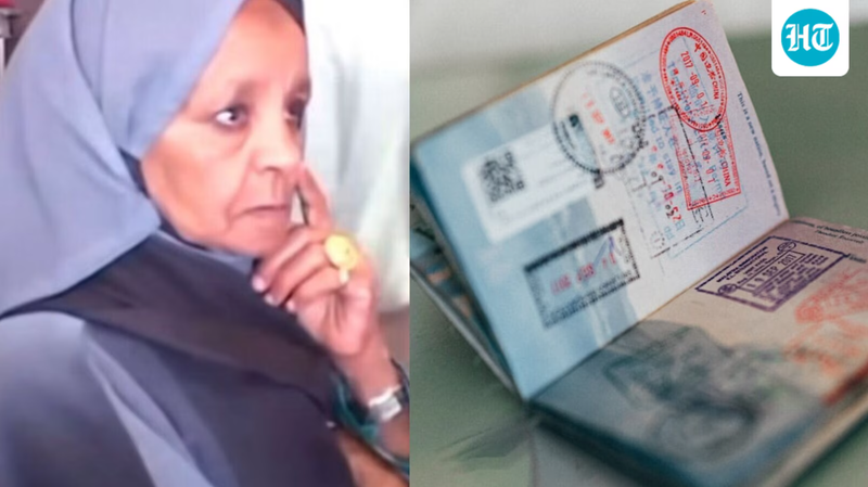 Người phụ nữ và tấm hộ chiếu bí ẩn trong đoạn video gây sốt trên mạng xã hội. Ảnh: Hindustan Times.