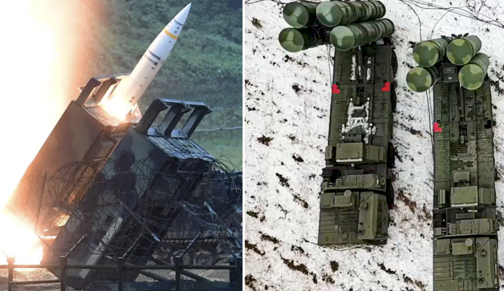 Bệ phóng ATACMS (trái) và bệ phóng S-400. Ảnh: MW.