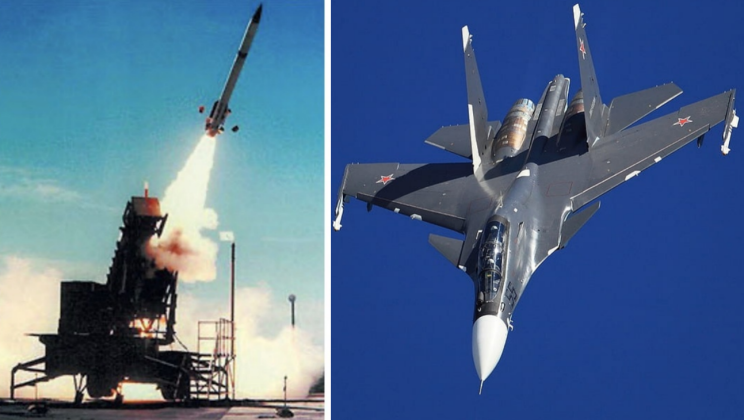 Hệ thống phóng Patriot và máy bay chiến đấu Su-30SM của Nga. Ảnh: MW.