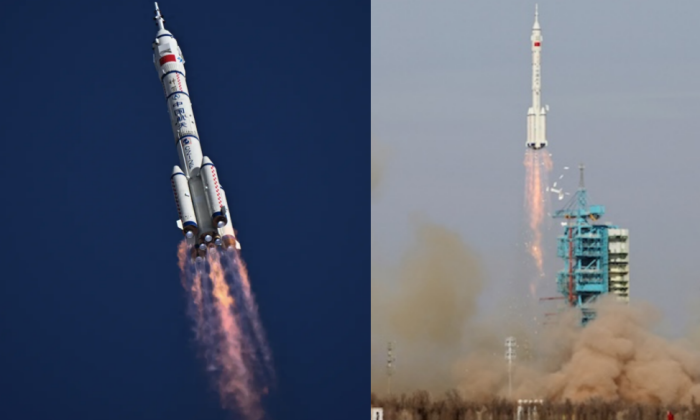 Tên lửa Trường Chinh-2F đưa tàu vũ trụ Thần Châu-20 (trái) và Thần Châu-22 vào quỹ đạo. Ảnh: MW.