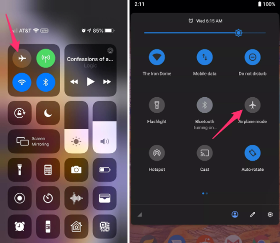 Cách kích hoạt chế độ máy bay. Ảnh: CNET