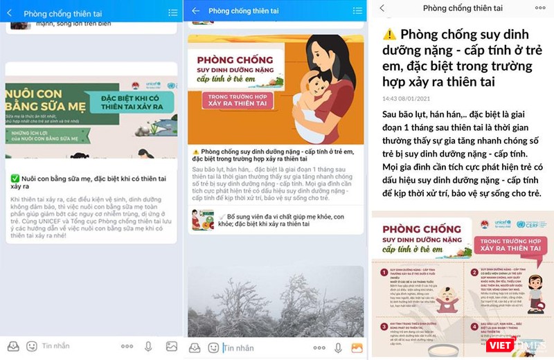 Kênh Zalo chính thức của Tổng Cục PCTT hợp tác với UNICEF.