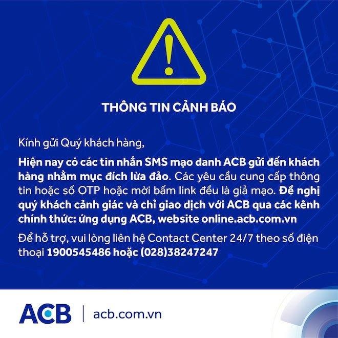 Cảnh báo từ ngân hàng ACB.