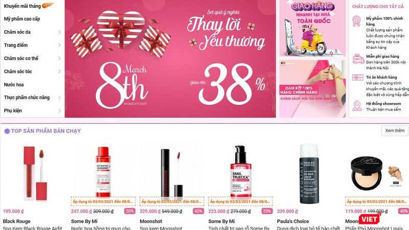 Các trang web bán hàng đồng loạt ra chương trình khuyến mãi dịp 8/3. Các trang web bán hàng đồng loạt ra chương trình khuyến mãi dịp 8/3.