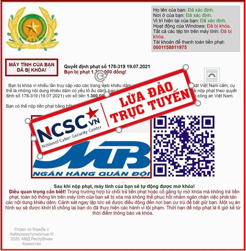 Các thông tin giả mạo bị gắn nhãn. Ảnh: NCSC.