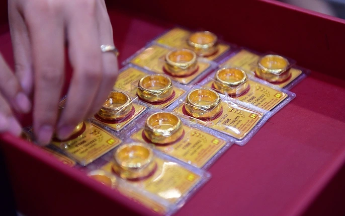 Vàng nhẫn Bảo tín Minh Châu tăng đến 700.000 đồng/lượng so với phiên sáng hôm qua. Ảnh minh hoạ.