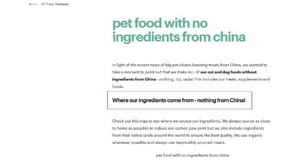 Ghi chú sản phẩm không có thành phần xuất xứ Trung Quốc trên bao bì sản phẩm.