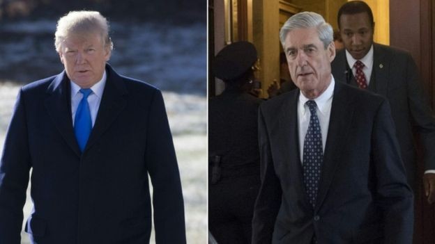 Tổng thống Donald Trump (trái) và Robert Mueller