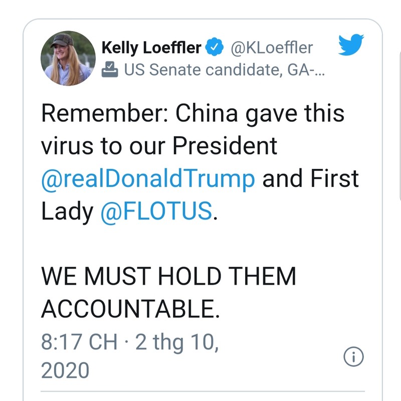 Twitter Thượng nghị sĩ đảng Cộng hòa Kelly Loeffler
