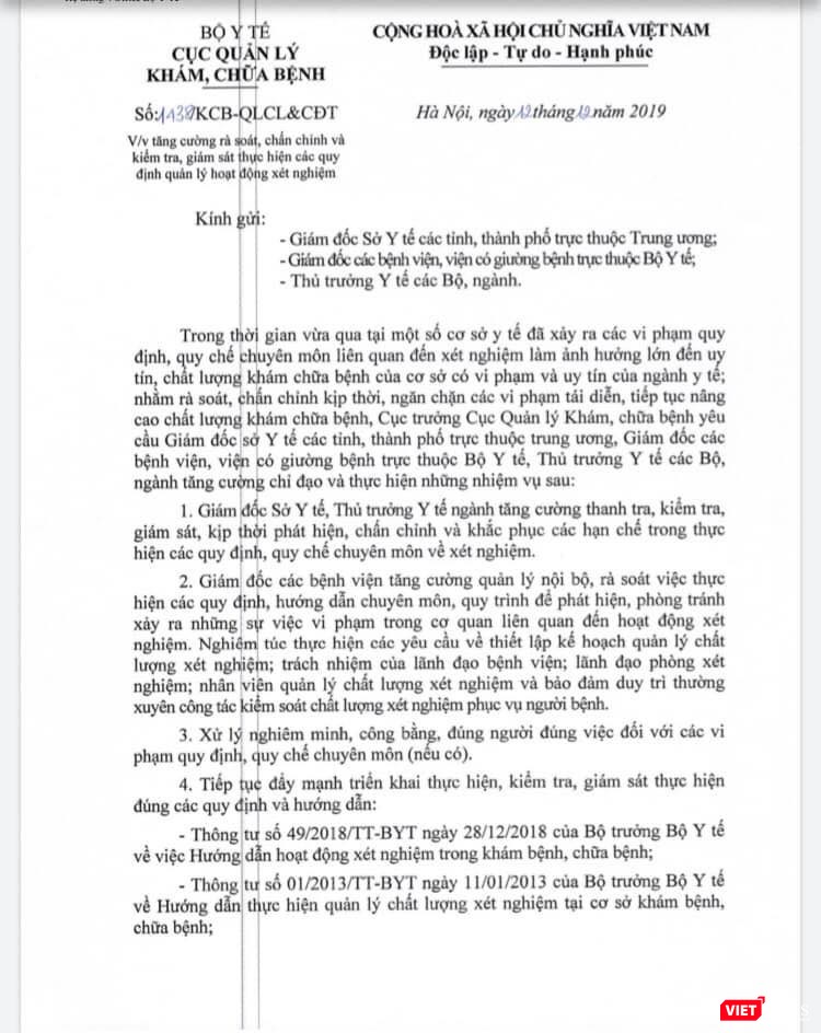 Văn bản của Cục Quản lý Khám, chữa bệnh (Bộ Y tế)