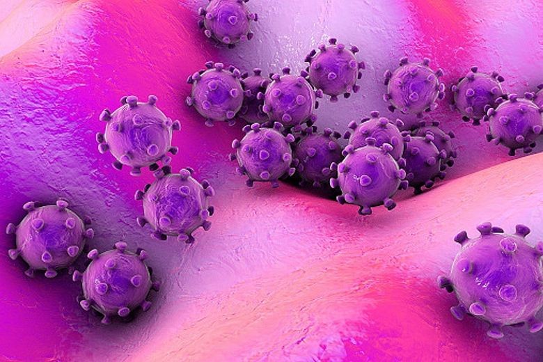 Một minh họa về coronavirus trên bề mặt da. Ảnh: GETTY IMAGES