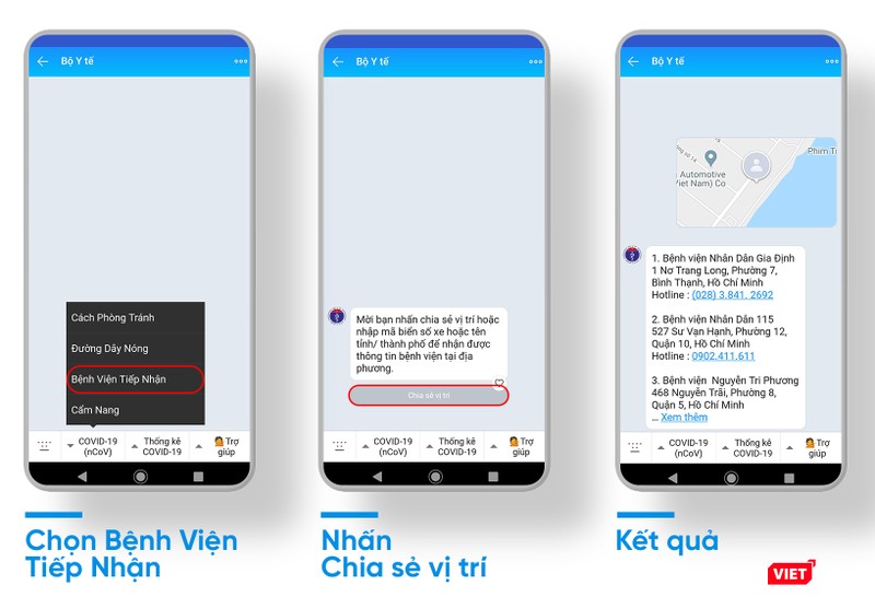 Hướng dẫn sử dụng CHATBOT của Bộ Y tế. Ảnh: Vũ Mạnh Cường