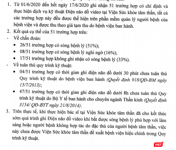 Bệnh viện Bạch Mai thông tin về việc thực hiện kỹ thuật điện não đồ video cho bệnh nhân (Ảnh: Minh Thúy)