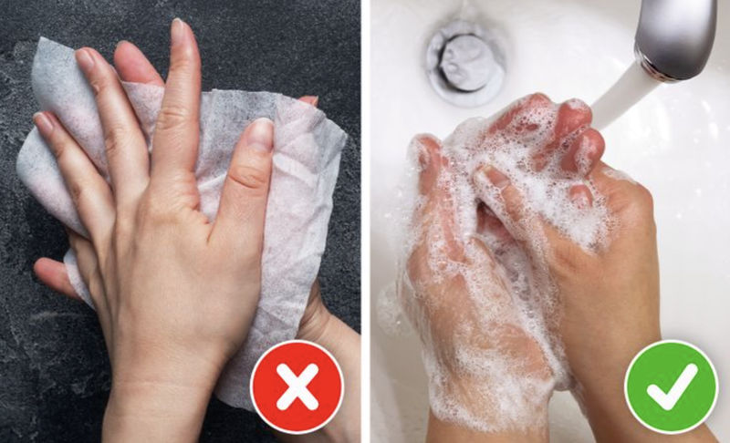 Thường xuyên rửa tay đúng cách, dùng xà phòng tốt hơn khăn giấy (Ảnh: brightside)