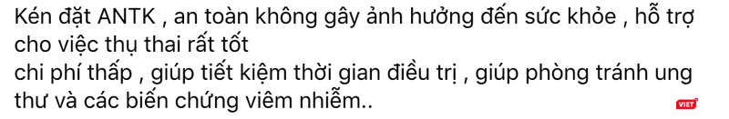 Quảng cáo kén đặt phụ khoa an toàn, không gây ảnh hưởng đến sức khỏe (Ảnh: Minh Thúy)